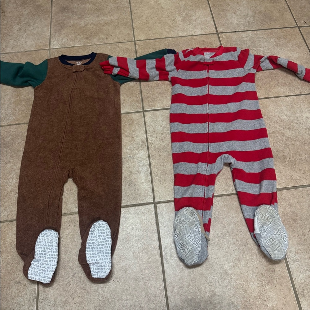 Striped Red/Gray and Brown/Green Kids One Piece